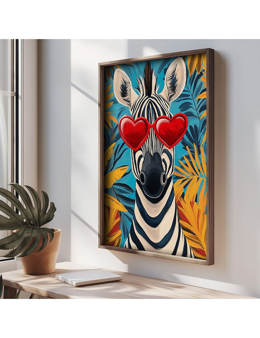 Quadro MDF Emoldurado In Love Zebra