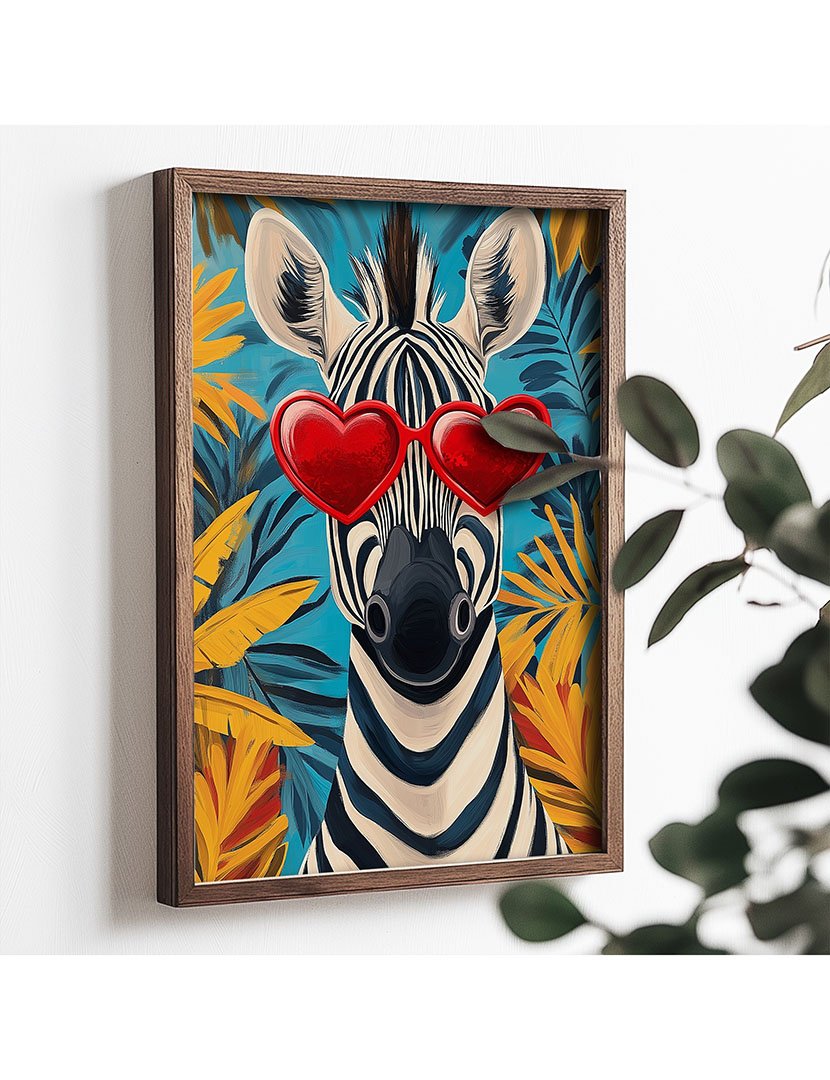 Quadro MDF Emoldurado In Love Zebra