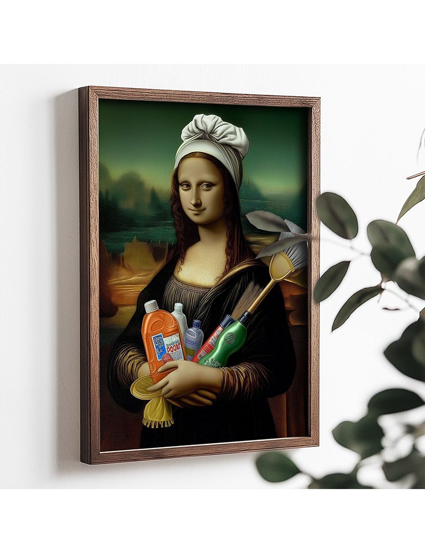 Quadro MDF Emoldurado Monalisa Cleaning