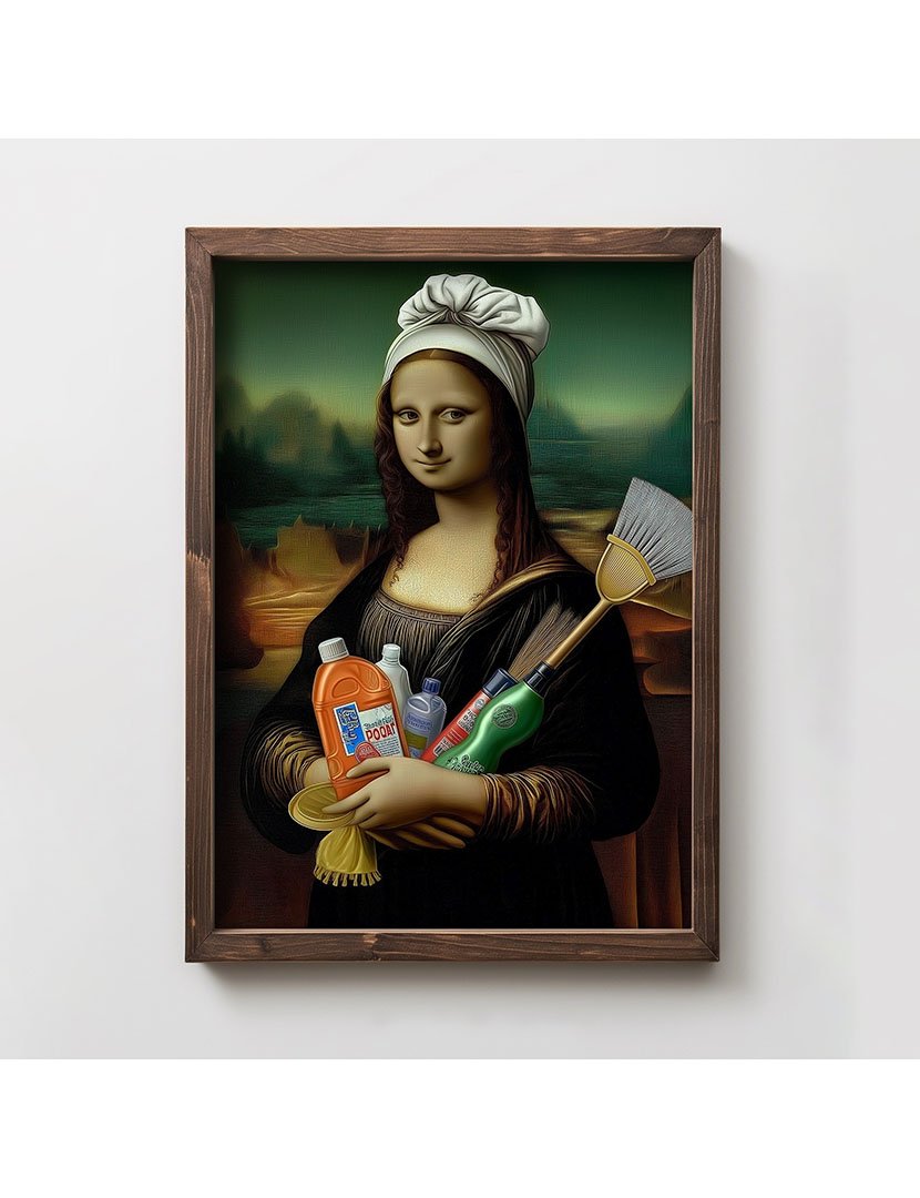 Quadro MDF Emoldurado Monalisa Cleaning