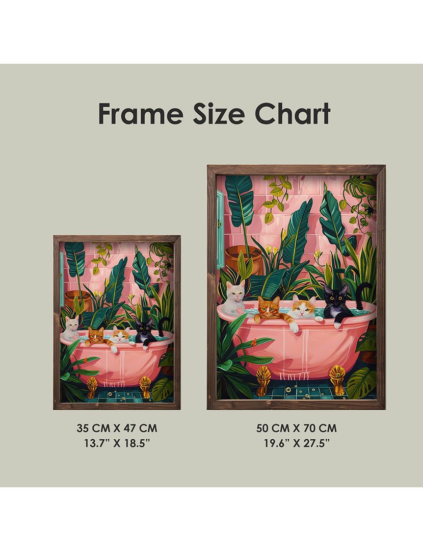 Quadro MDF Emoldurado Bath Cats