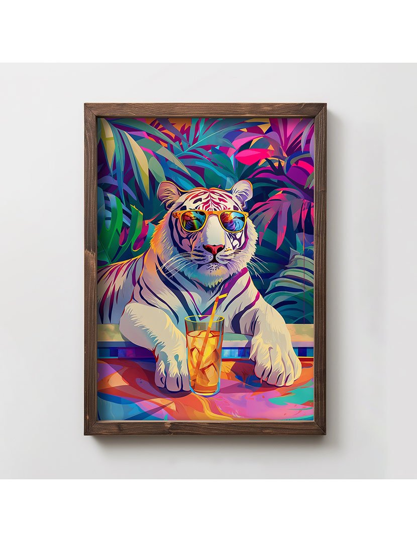 Quadro MDF Emoldurado Drink Tiger