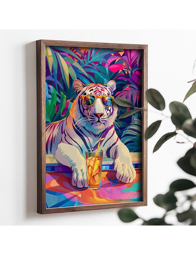 Quadro MDF Emoldurado Drink Tiger