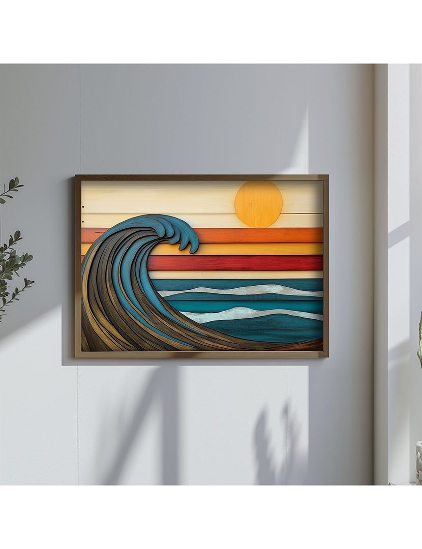 Quadro MDF Emoldurado Sunset at Sea