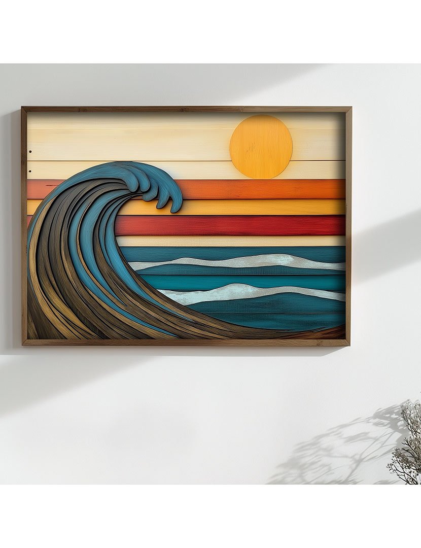 Quadro MDF Emoldurado Sunset at Sea