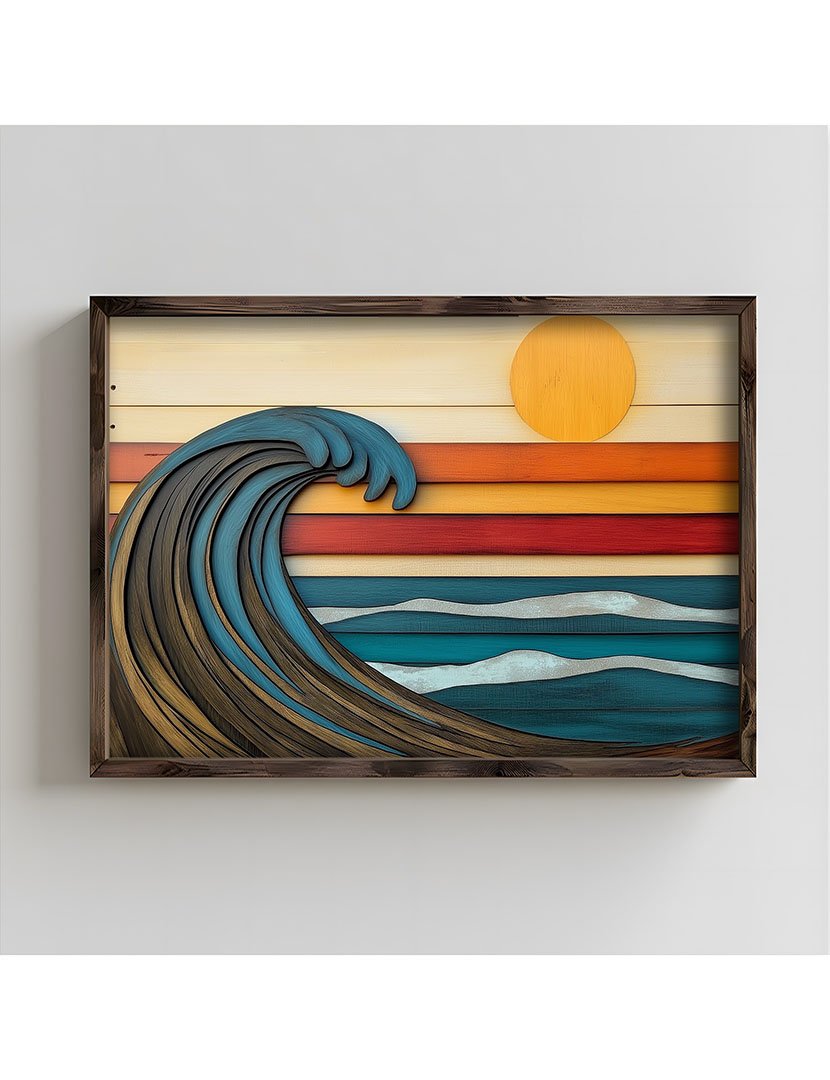 Quadro MDF Emoldurado Sunset at Sea