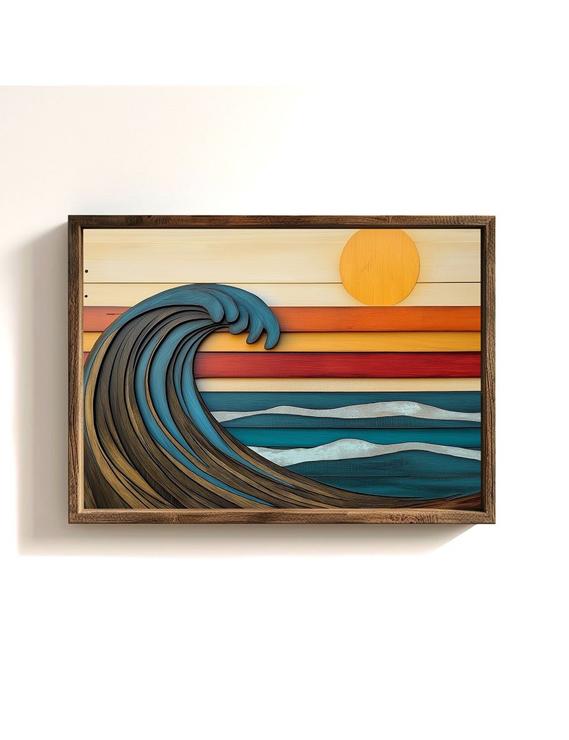 Quadro MDF Emoldurado Sunset at Sea
