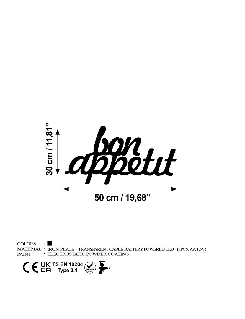 Decoração Parede Metal Bom Appetit Bright