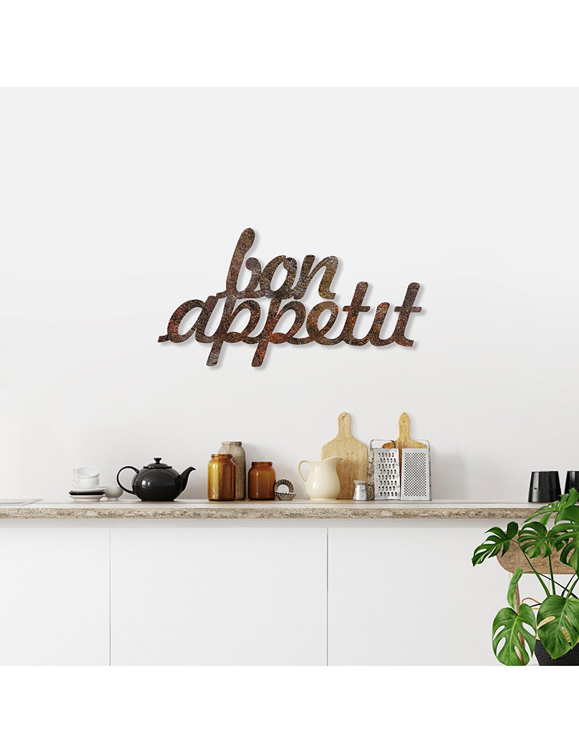 Decoração Parede Metal Bom Appetit Rusty