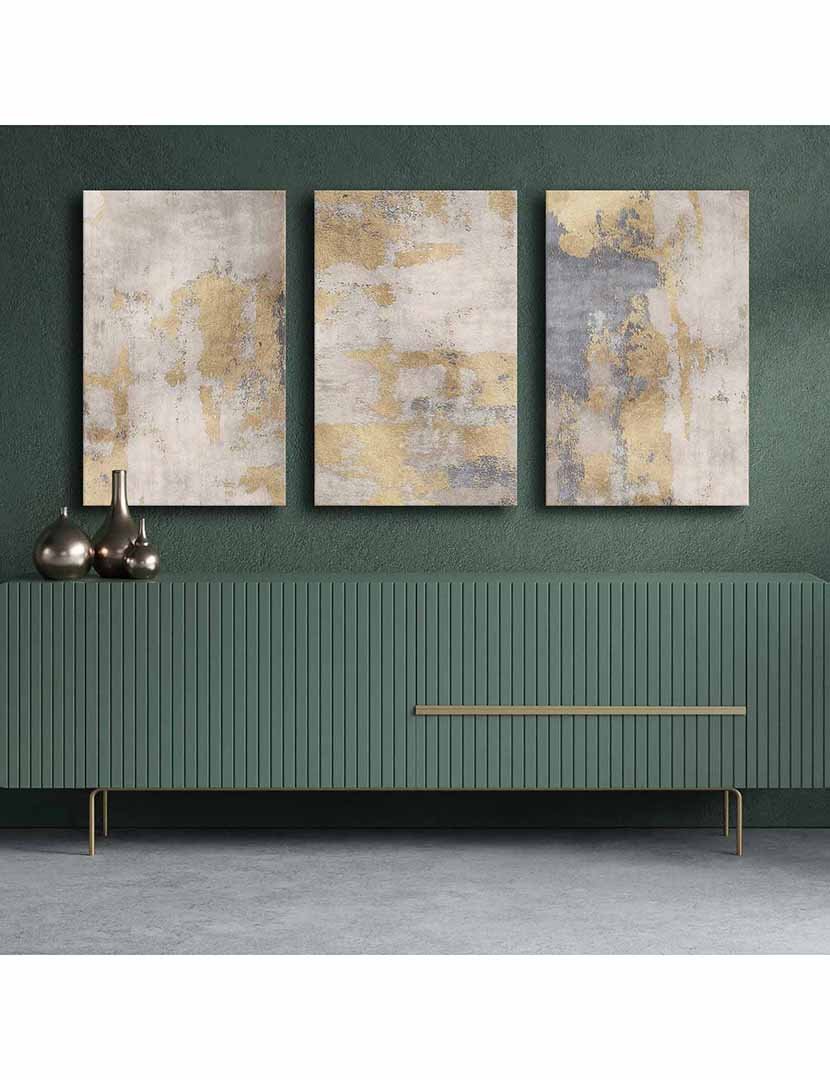 Conjunto 3 Telas Abstract Cinza