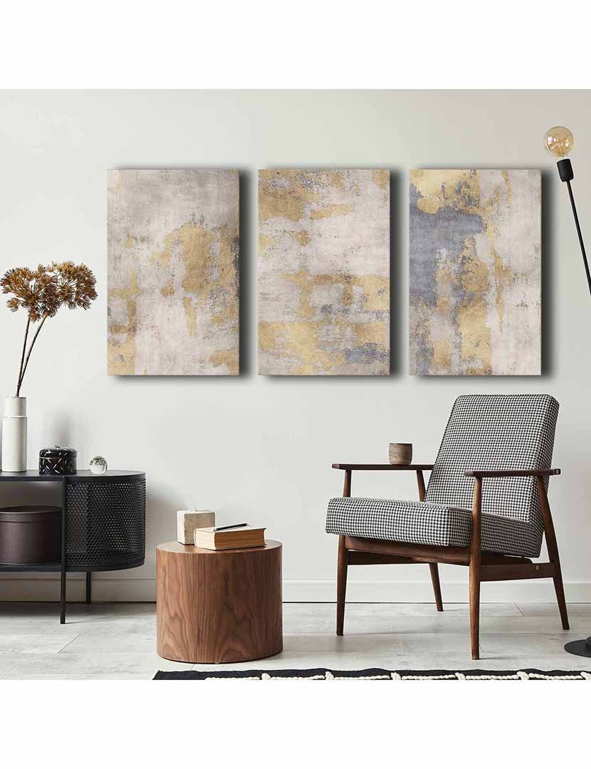 Conjunto 3 Telas Abstract Cinza