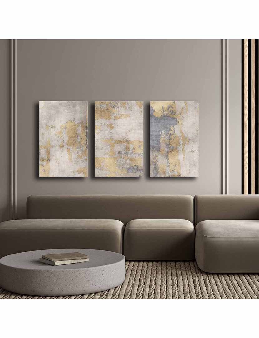 Conjunto 3 Telas Abstract Cinza