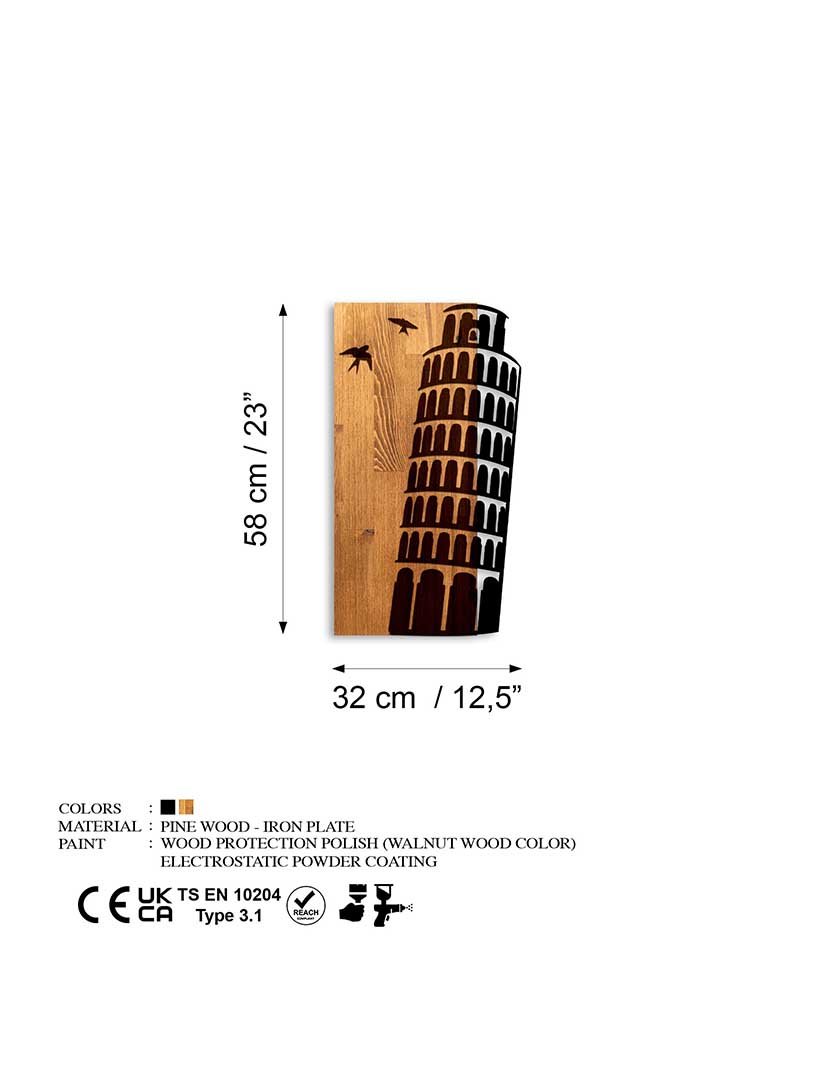 Decoração Parede Metal/Madeira Tower pf Pisa