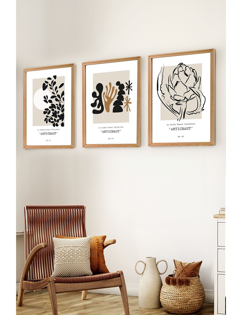 Conjunto 3 Quadros MDF Emoldurados Artichaut