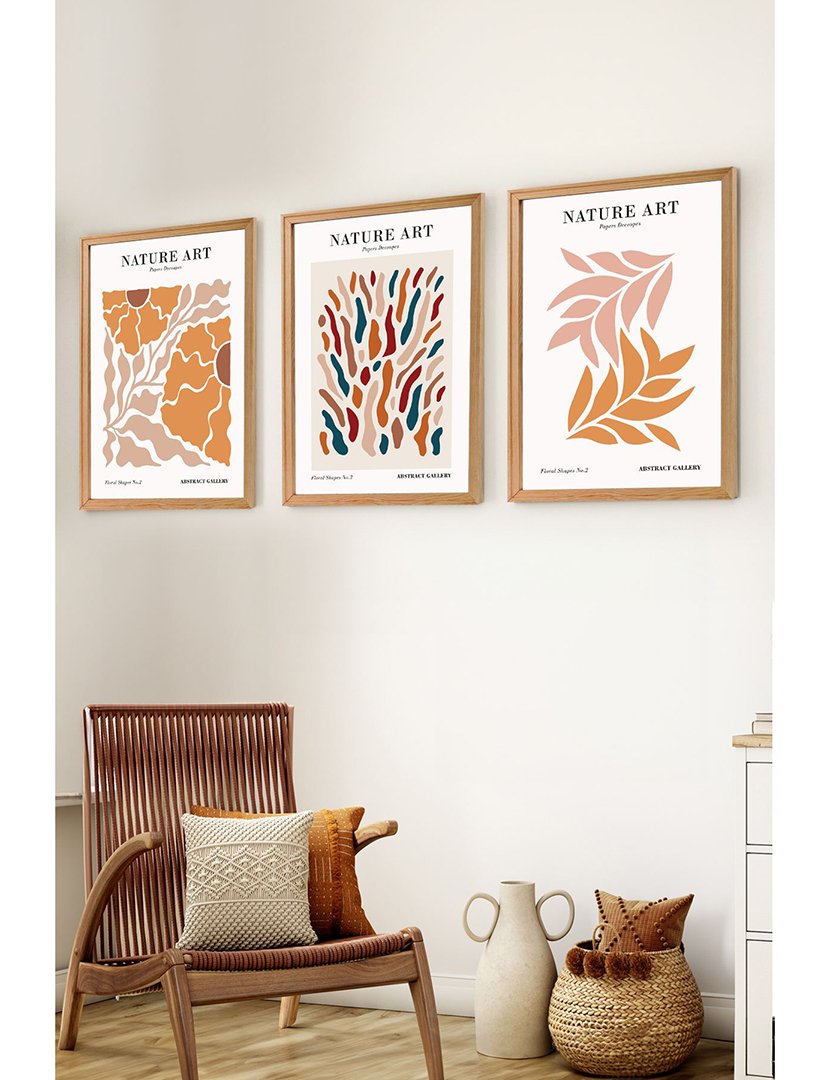 Conjunto 3 Quadros MDF Emoldurados Nature Art