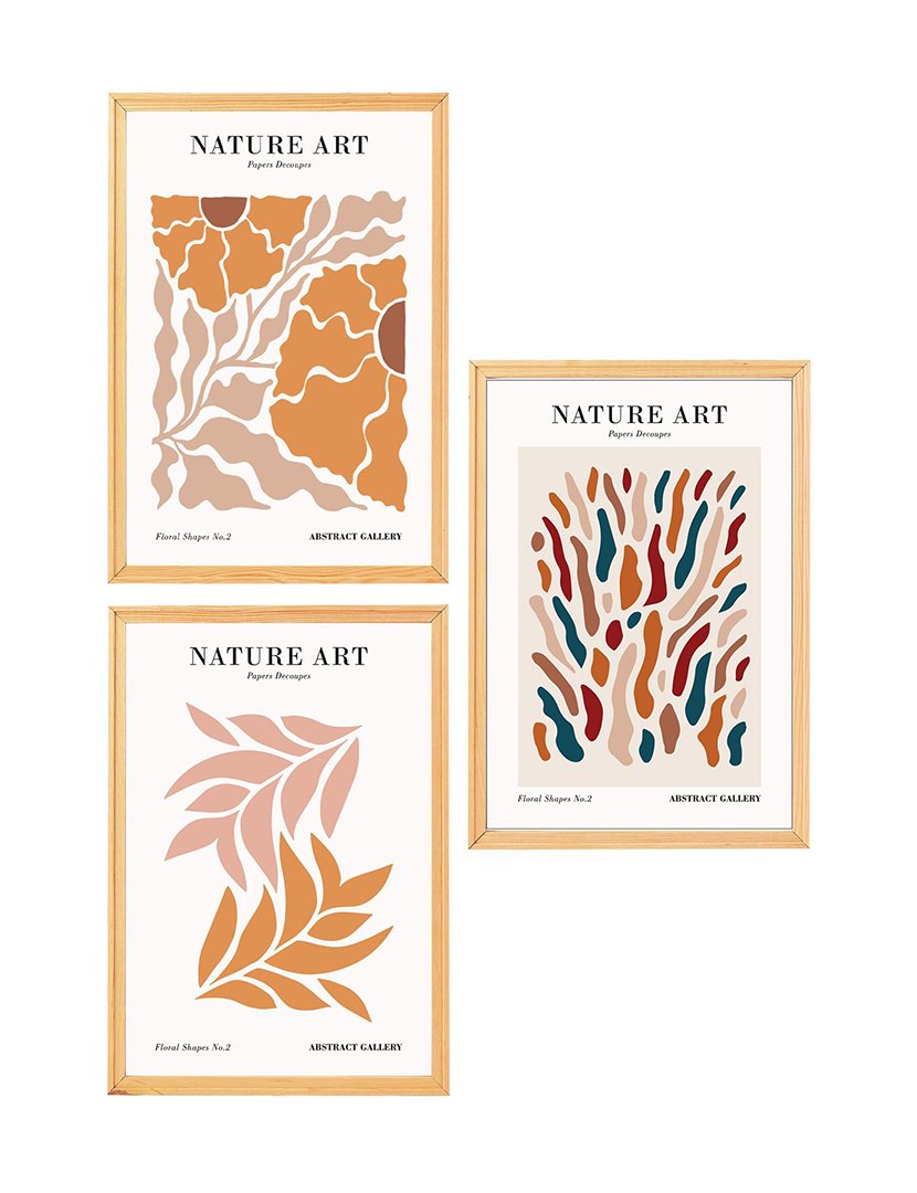 Conjunto 3 Quadros MDF Emoldurados Nature Art