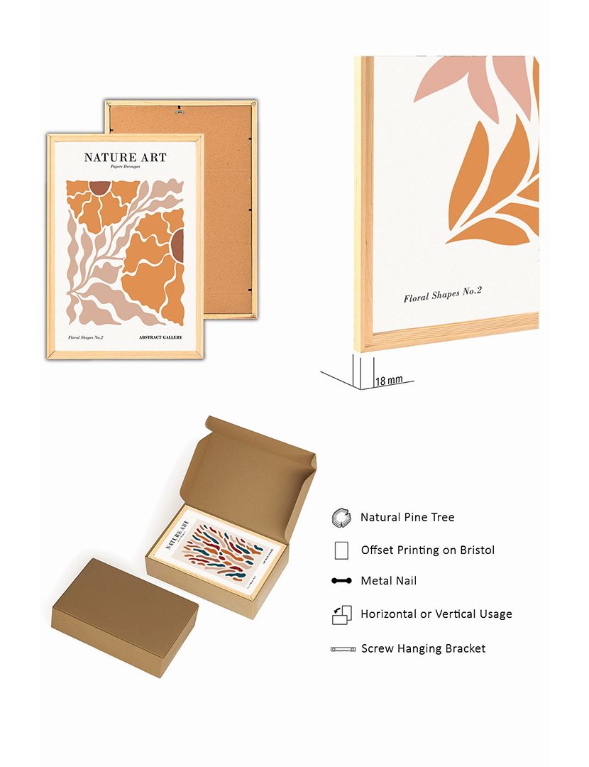 Conjunto 3 Quadros MDF Emoldurados Nature Art