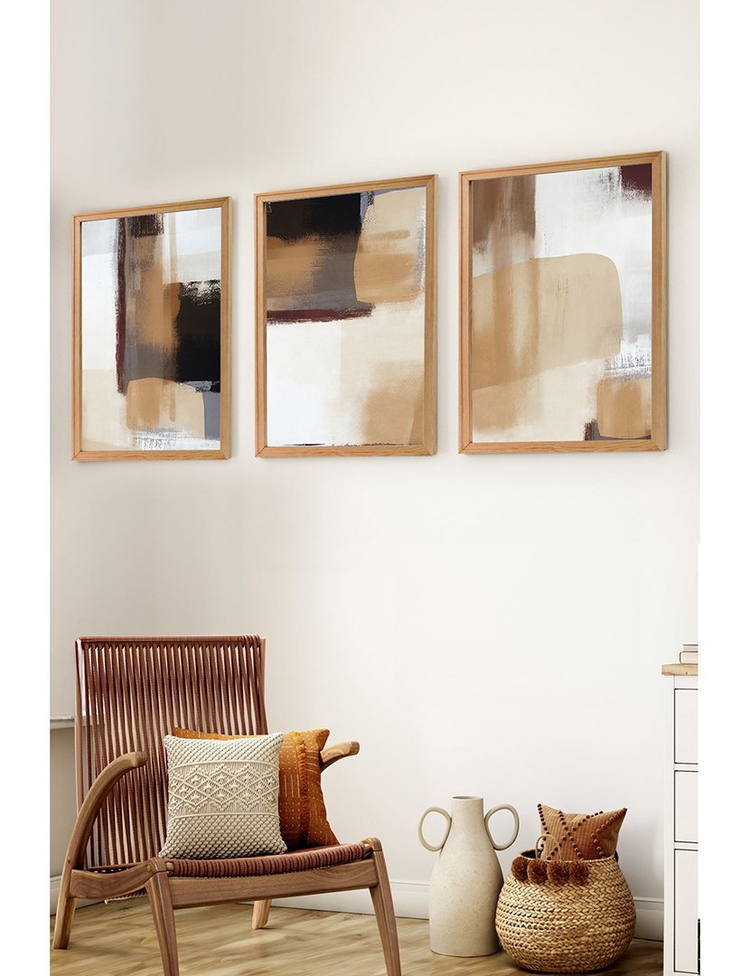 Conjunto 3 Quadros MDF Emoldurados Abstract Nude