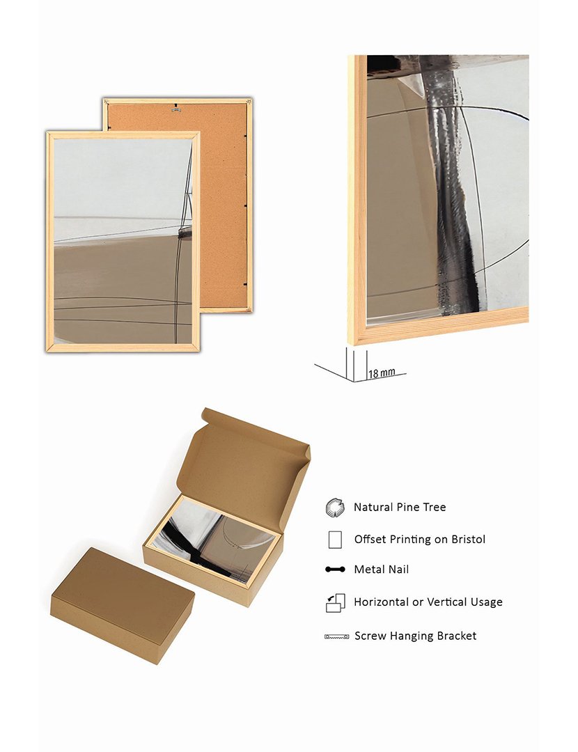 Conjunto 3 Quadros MDF Emoldurados Abstract Mocca