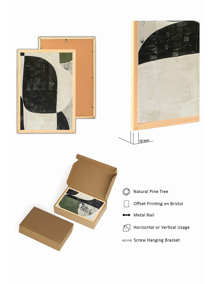 Conjunto 3 Quadros MDF Emoldurados Abstract Green