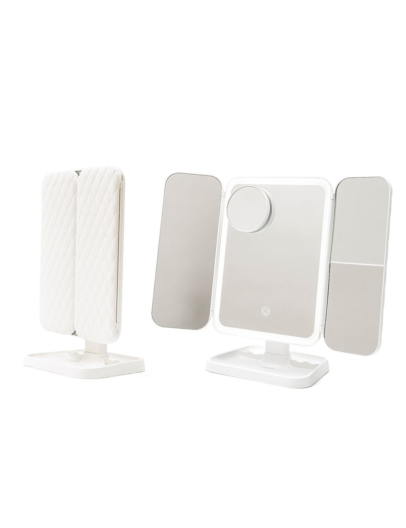 Espelho Triplo de Maquilhagem com Luz LED Miled Branco
