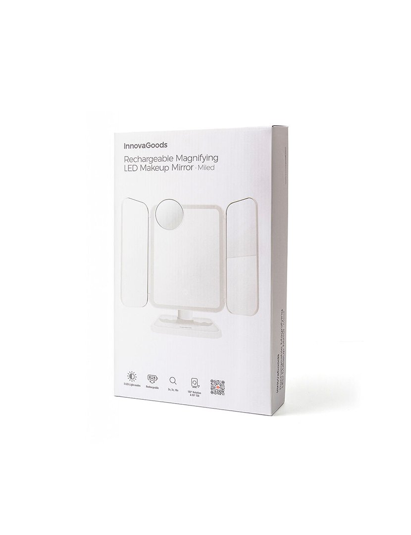 Espelho Triplo de Maquilhagem com Luz LED Miled Branco