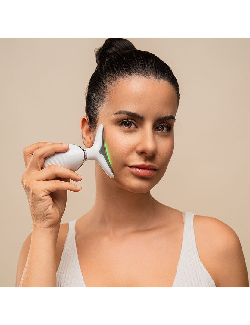 Massajador Facial Elétrico Firmador para Rosto e Pescoço com LED Selora