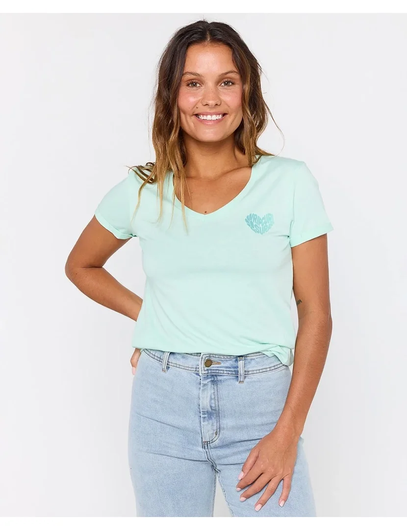 T-Shirt gola em V Heart Verde