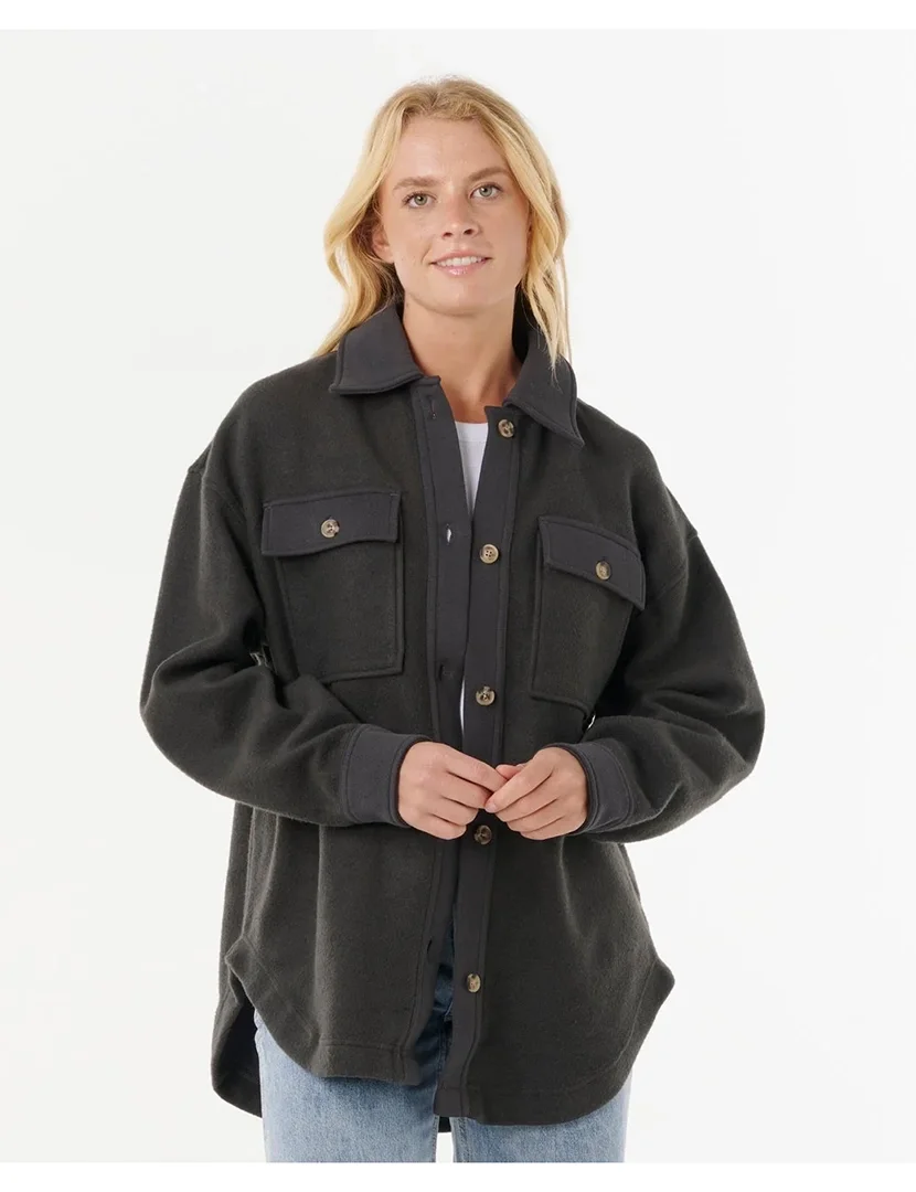 Casaco High Tide Fleece Shacket Preto