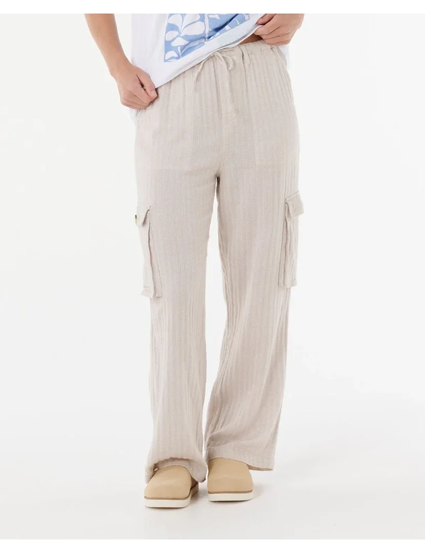 Calças Textured Oceanic Bege