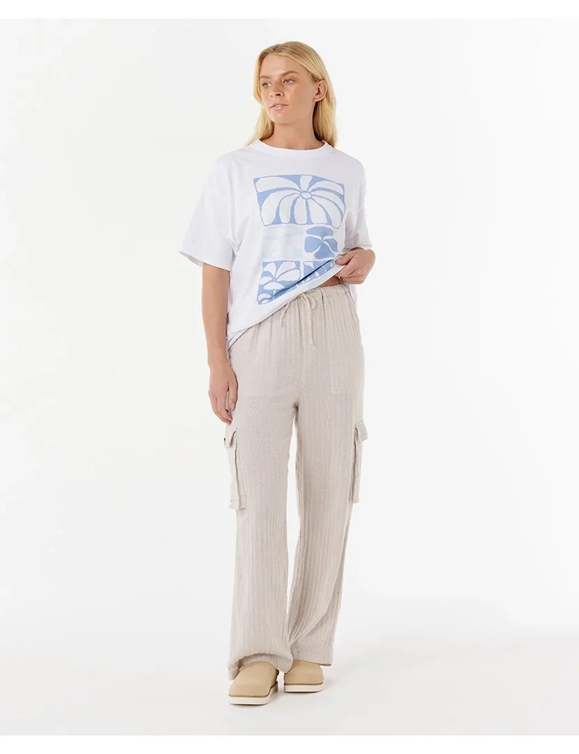 Calças Textured Oceanic Bege