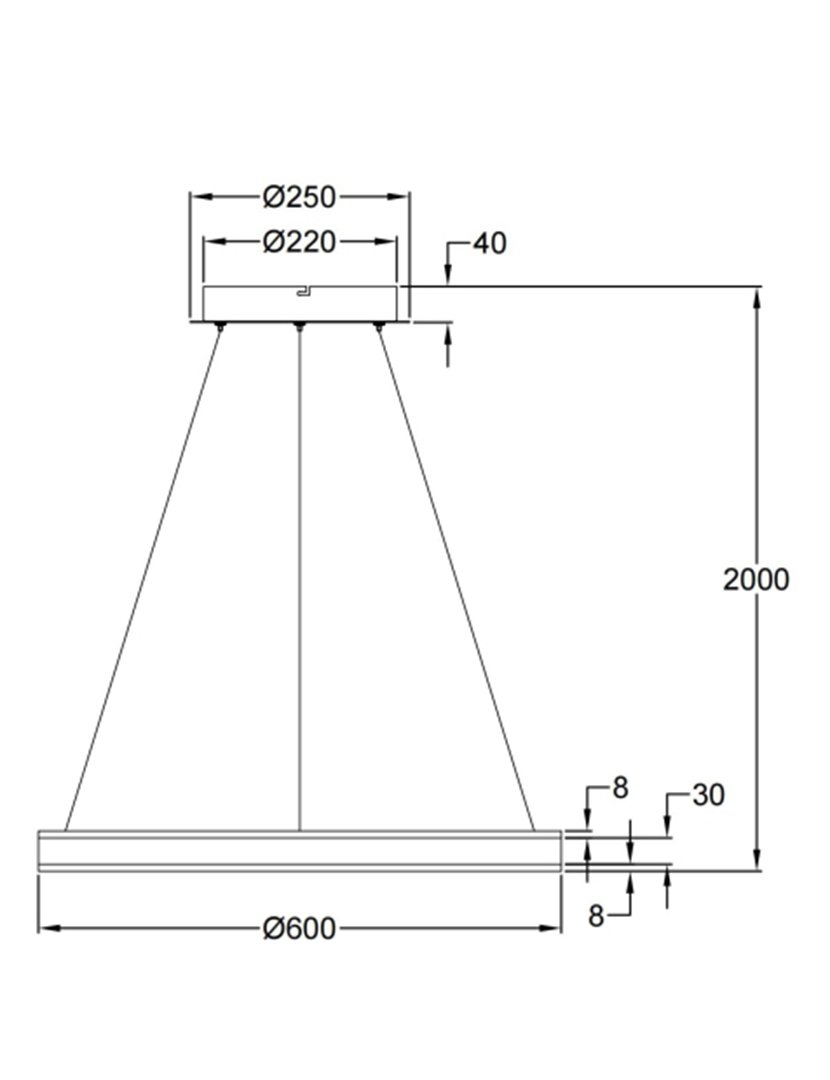 Candeeiro Teto Palau 60 cm