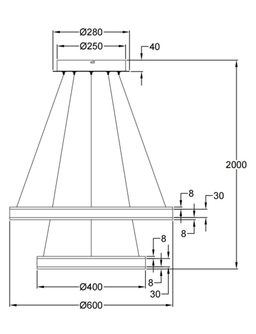 Candeeiro Teto Palau 60 cm