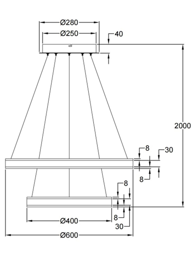 Candeeiro Teto Palau 60 cm