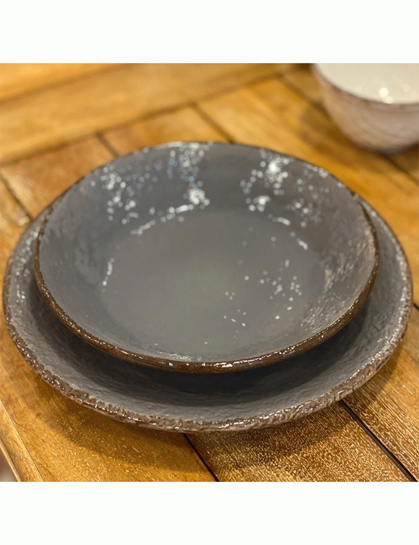 Conjunto 6 Pratos Rasos 26 cm Preta Cinza
