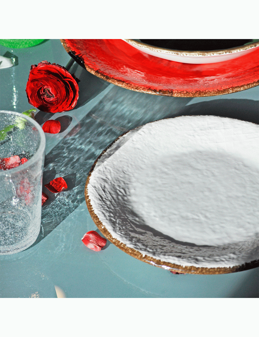 Conjunto 6 Pratos Sobremesa 20 cm Preta Branco