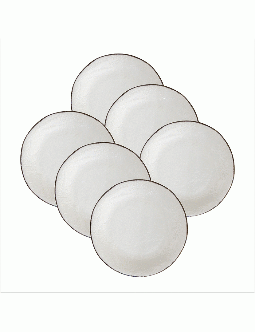 Conjunto 6 Pratos Rasos 26 cm Preta Branco