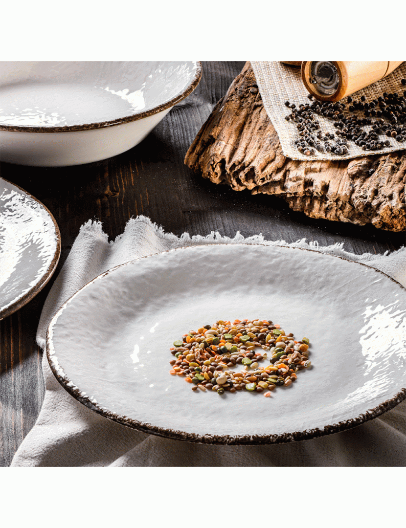 Conjunto 6 Pratos Rasos 26 cm Preta Branco