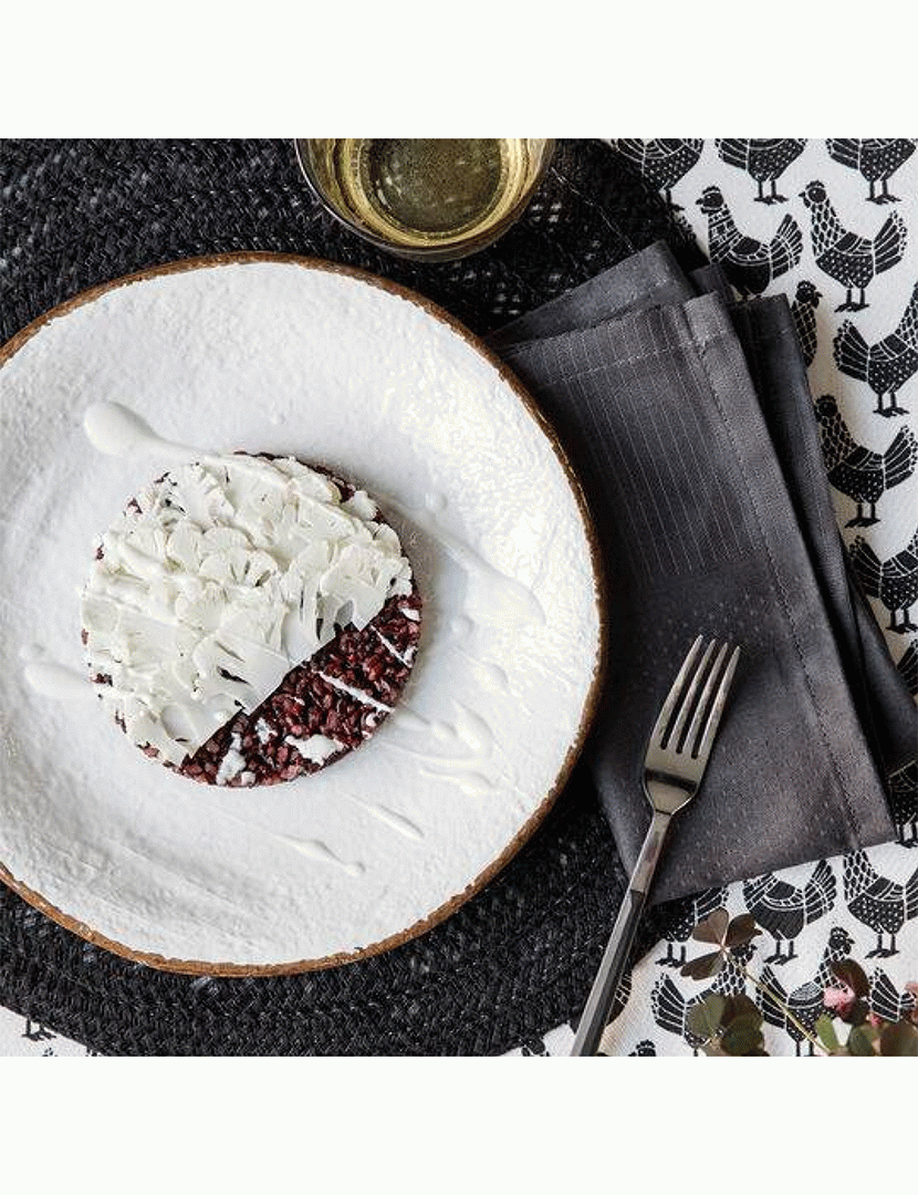 Conjunto 6 Pratos Rasos 26 cm Preta Branco