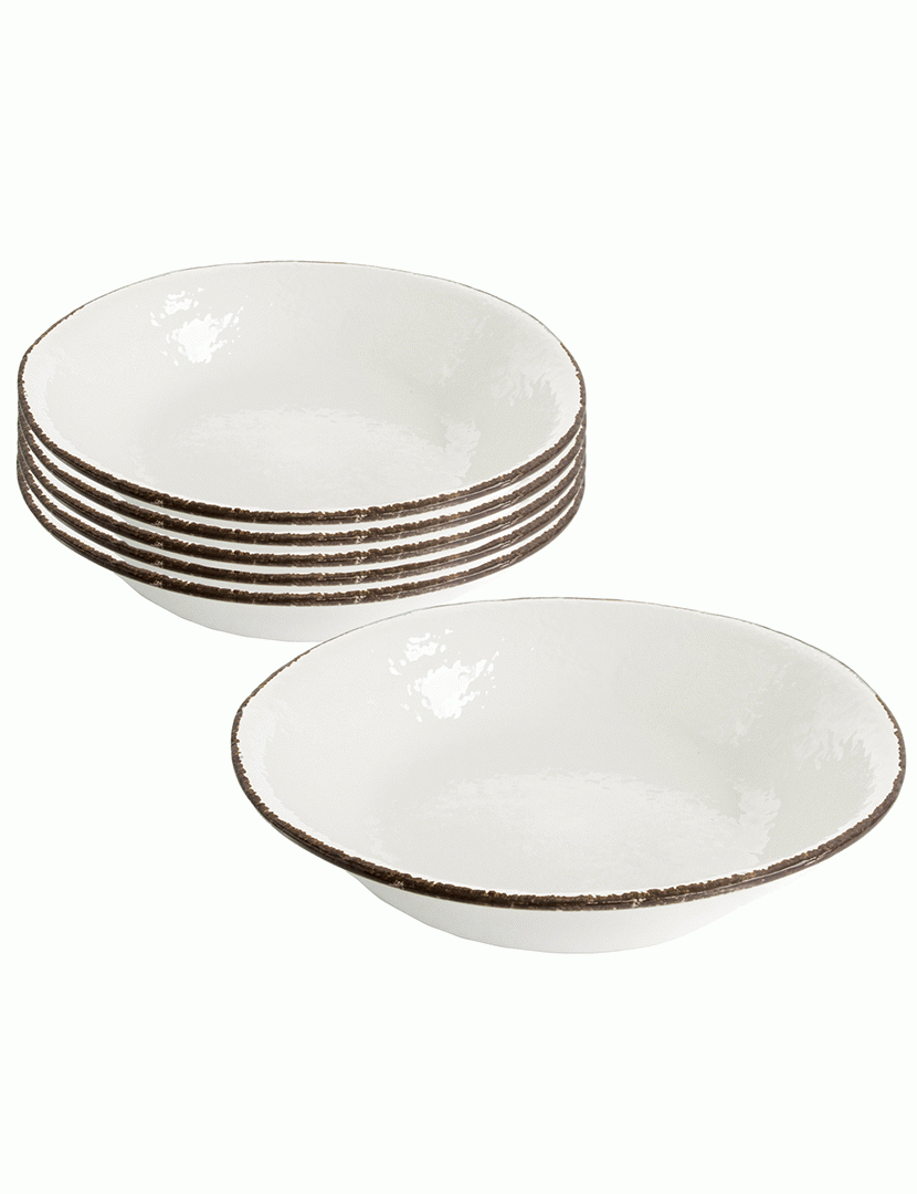 Conjunto 6 Pratos Fundos 21 cm Preta Branco