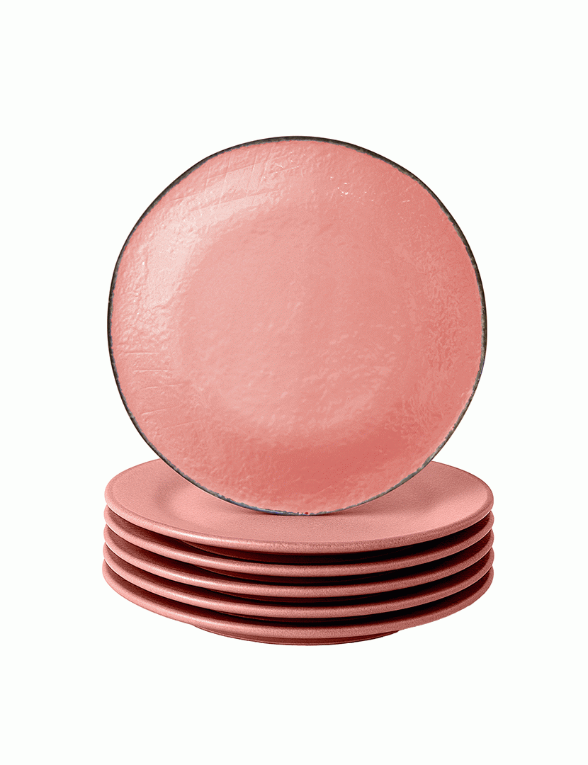 Conjunto 6 Pratos Sobremesa 20 cm Preta Rosa