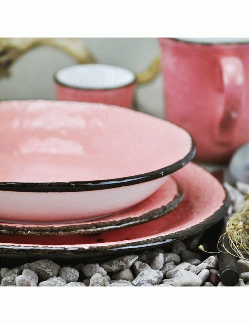 Conjunto 6 Pratos Sobremesa 20 cm Preta Rosa