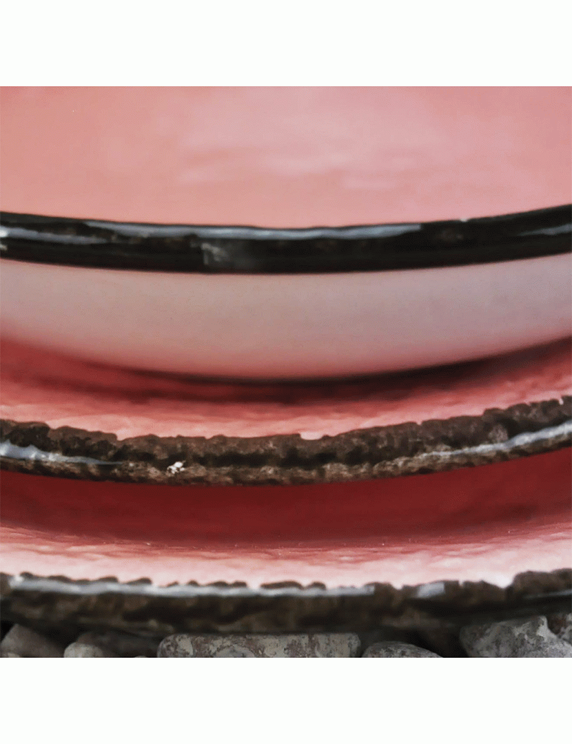 Conjunto 6 Pratos Sobremesa 20 cm Preta Rosa