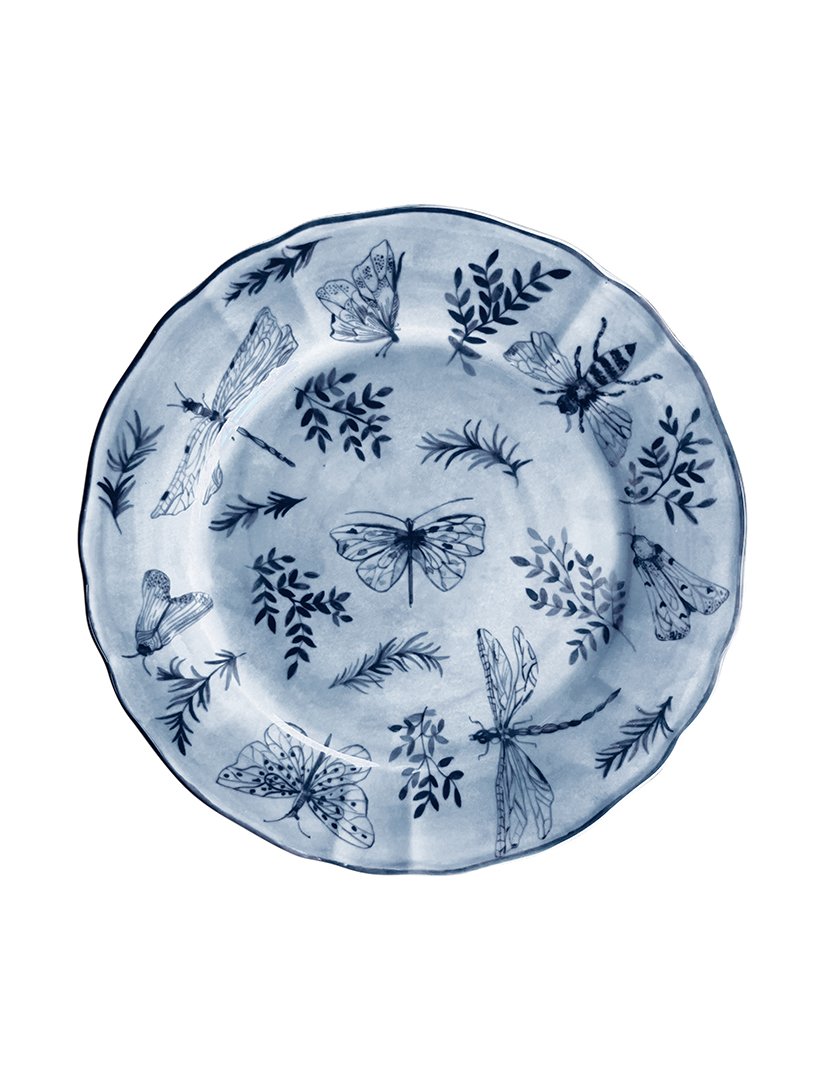 Conjunto 6 Pratos Rasos Sonia Azul