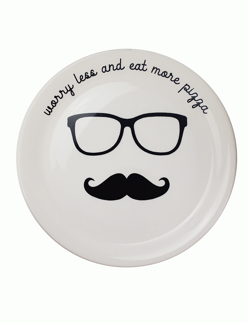 Prato Pizza Smorfia Homem Óculos