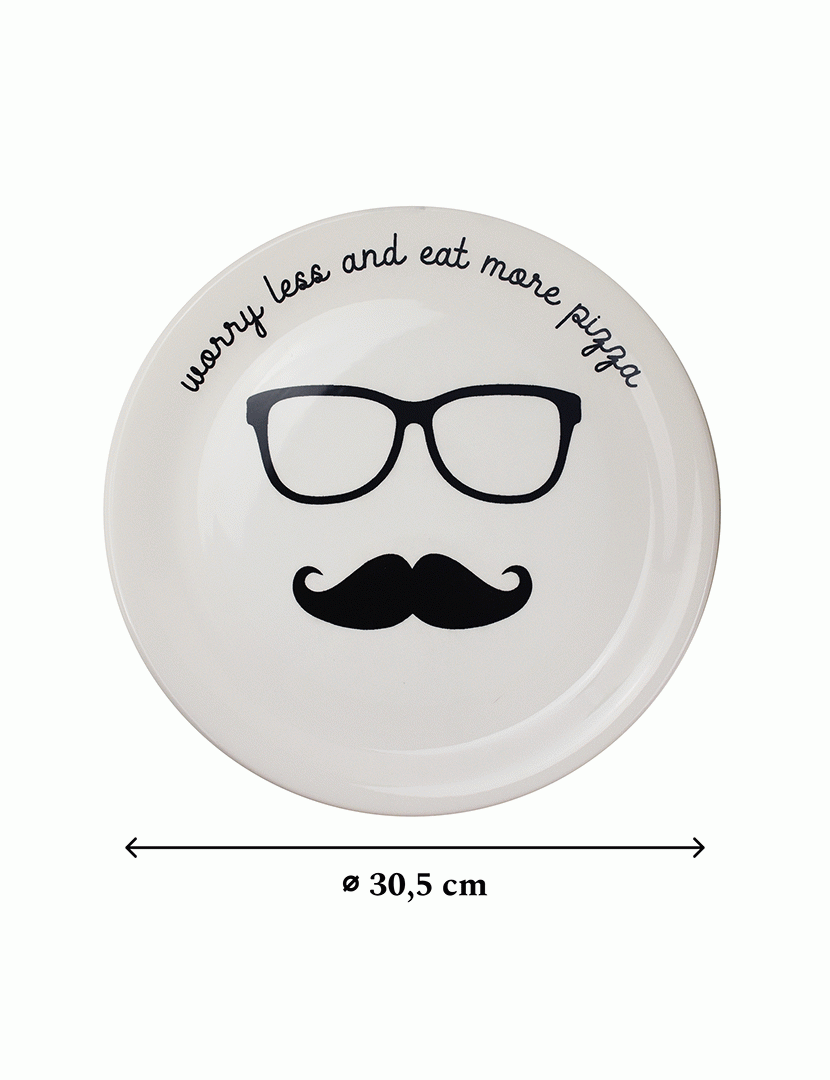 Prato Pizza Smorfia Homem Óculos