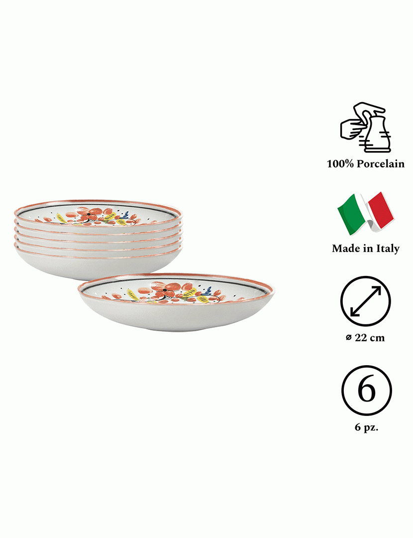 Conjunto 6 Pratos Fundos 22 cm Maritime Sorrento