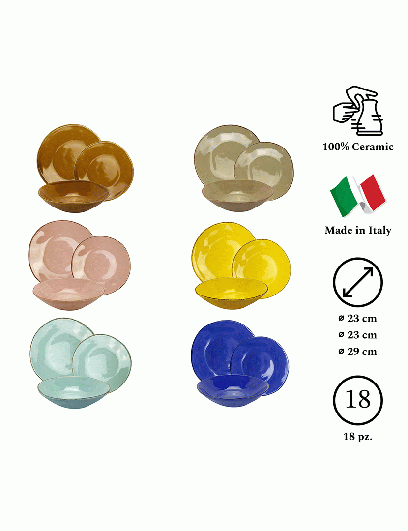 Serviço Loiça 18 Peças Materia Multicor