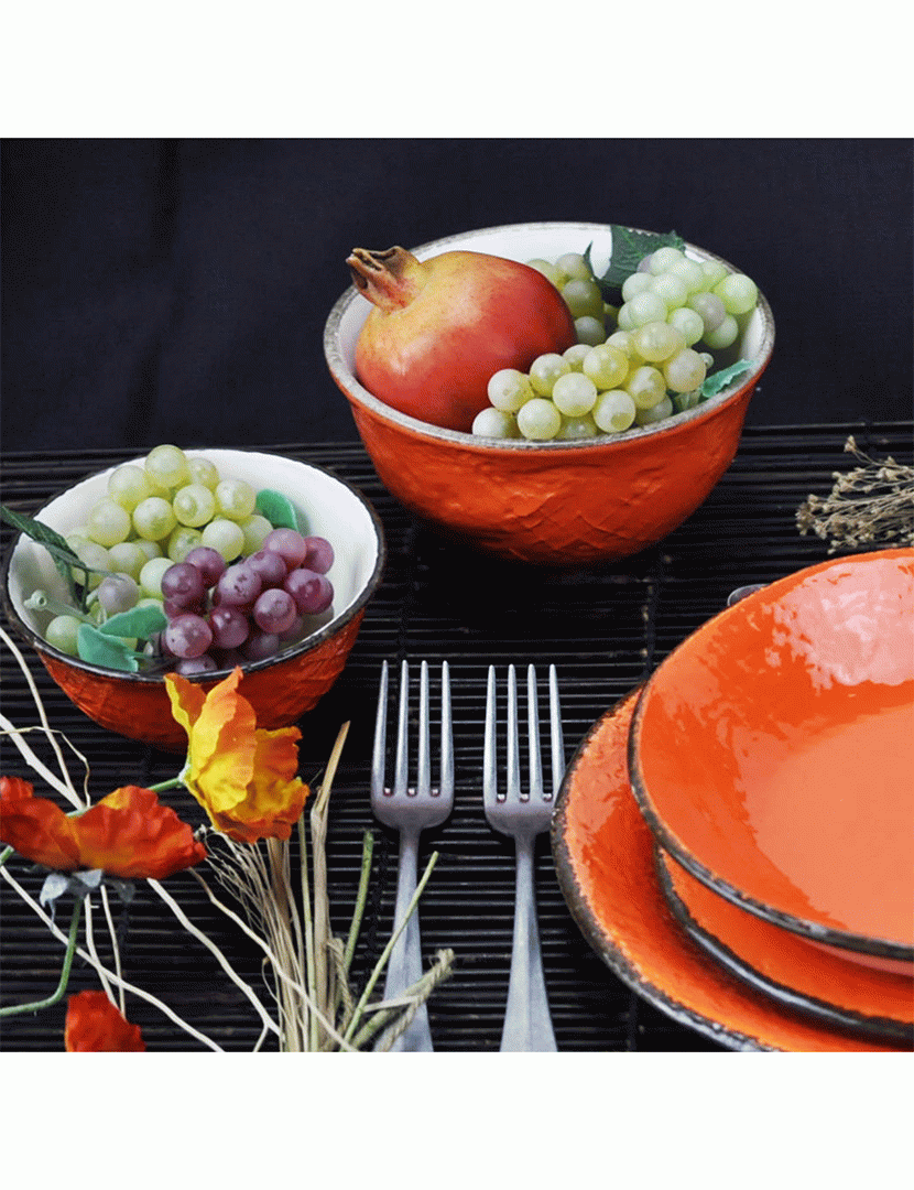 Conjunto 6 Tijelas Preta Laranja