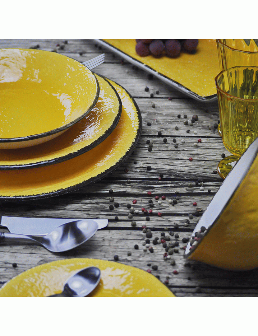 Conjunto 6 Tijelas Preta Amarelo